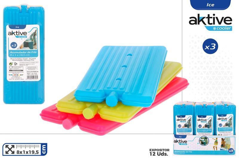 PACK 3 ACUMULADORES FRIO 18X18X1CM MAXHOME 52703