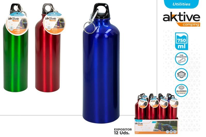 BOTELLA ALUMINIO 750ML C/MOSQUETON AKTIVE 526662