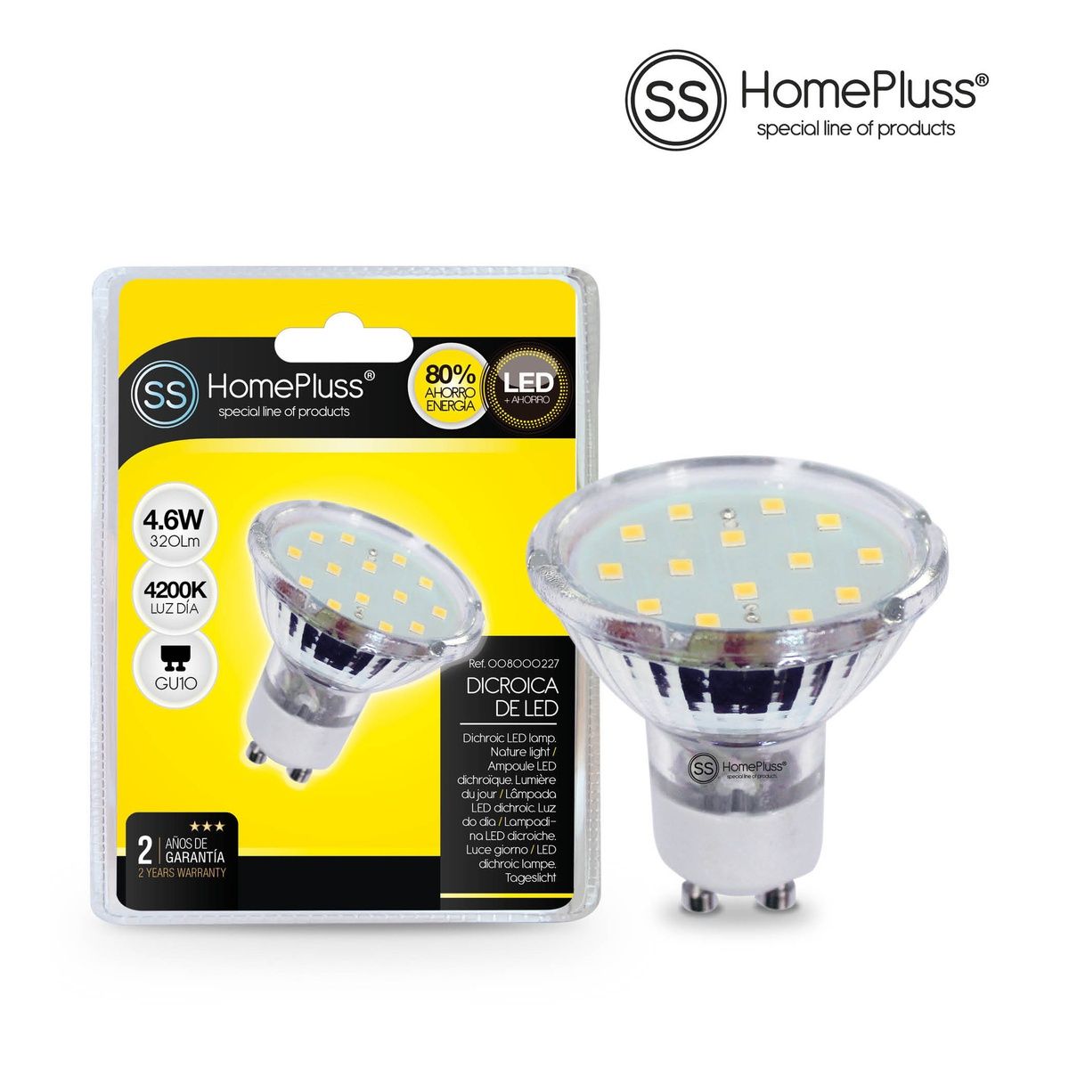 BOMBILLA DICROICA 14LEDS 4,6W GU10 LUZ DIA 002272