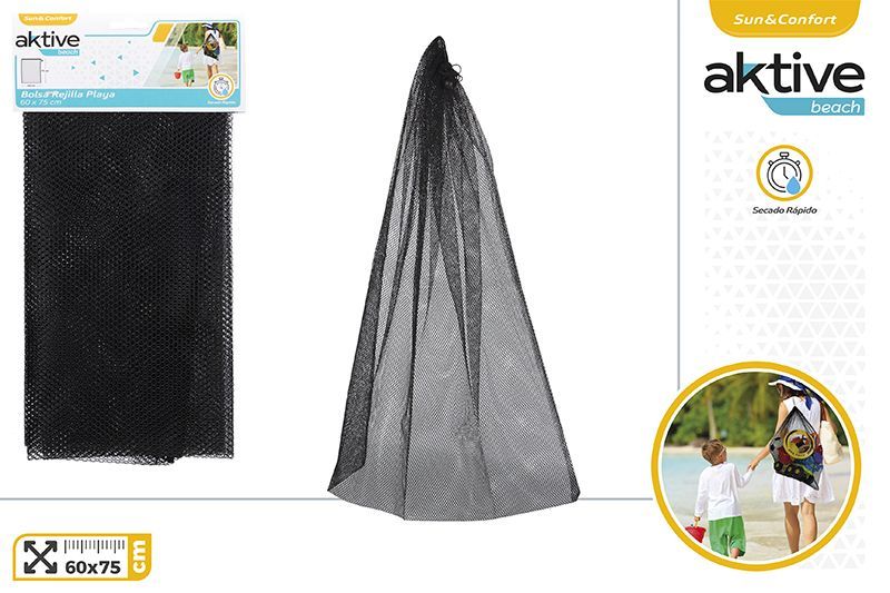 BOLSA RED PLAYA 60X75CM NEGRA AKTIVE 2537798