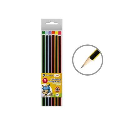 PACK 6 LAPICES TRIANGULARES HB NEON 27539