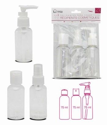 SET 3 BOTES VIAJE 75ML 299839 - Cosmos tiendas multiprecio, botes viaje - Vimarsana News
