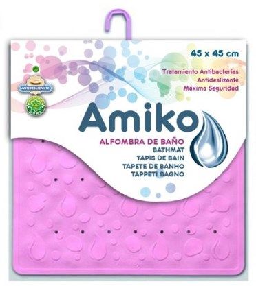 ALFOMBRA GOMA ANTIDESLIZANTE 45X45CM ROSA 32594