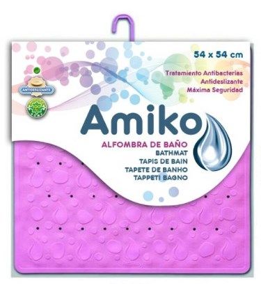 ALFOMBRA GOMA ANTIDESLIZANTE 54X54CM ROSA 32574