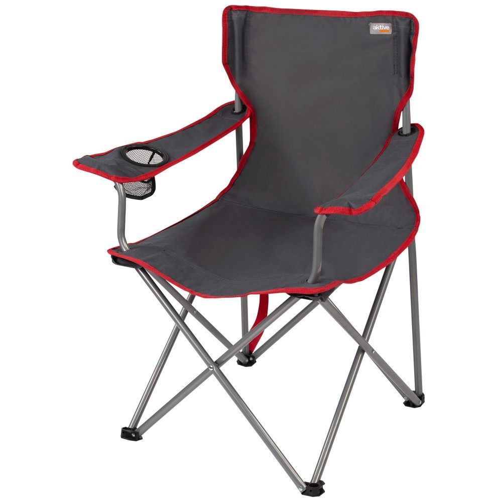 SILLA CAMPING PLEGABLE BANDOLERA ACERO/TELA GRIS OSCURO 64,5X498,5X82CM AKTIVE 52877