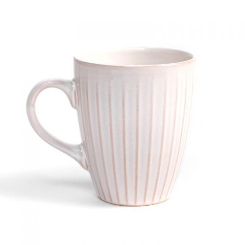 JARRA MUG CERAMICA C/ASA 330ML RAYADA MARFIL 19938