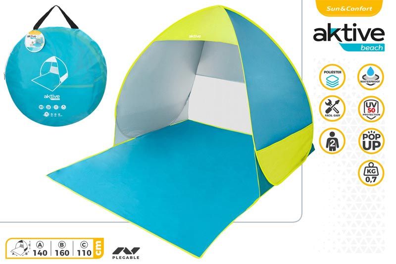 PARAVIENTOS PLAYA POLIESTER 140X160X110CM AKTIVE 621657