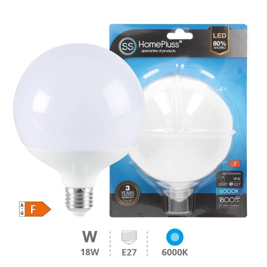 BOMBILLA GLOBO LED 18W E27 LUZ FRIA 054219