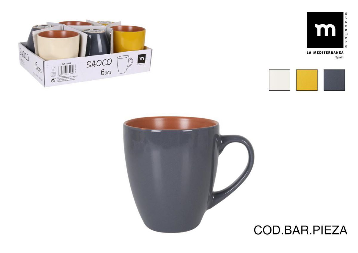 TAZA JUMBO CERAMICA 450CC BICOLOR MATE/BRILLO SAOCO SOLER 26442