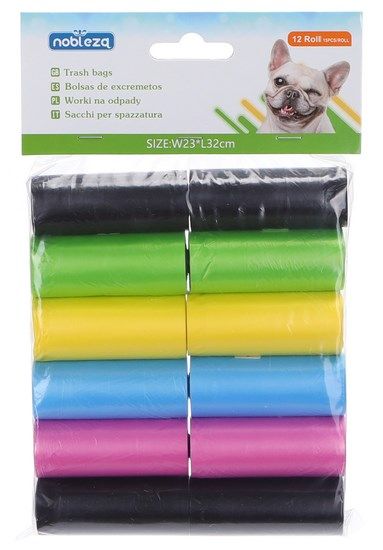12 ROLLOS DE 15 BOLSAS BASURA COLORES SURTIDOS 034642