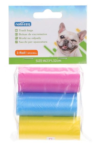 3 ROLLOS DE 15 BOLSAS BASURA COLORES 034598