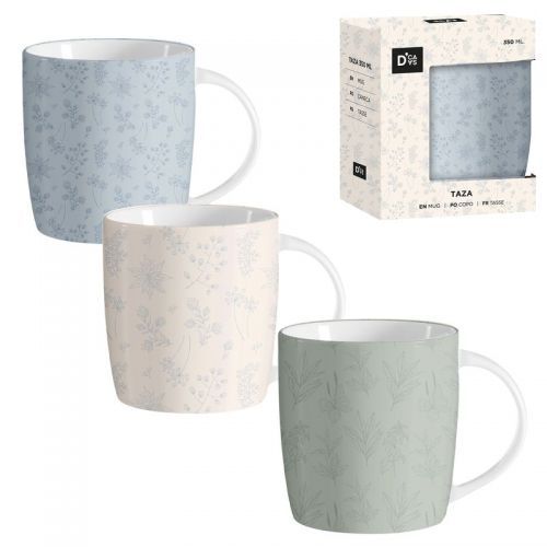 JARRA MUG CERAMICA 350ML C/CAJA REGALO FLORES 23959