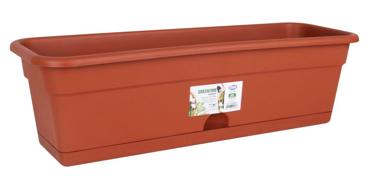 JARDINERA PLASTICO C/PLATO 60X20CM MARRON 20060