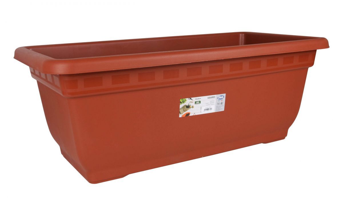 JARDINERA PLASTICO 80X40X30CM SQUARES MARRON 92724