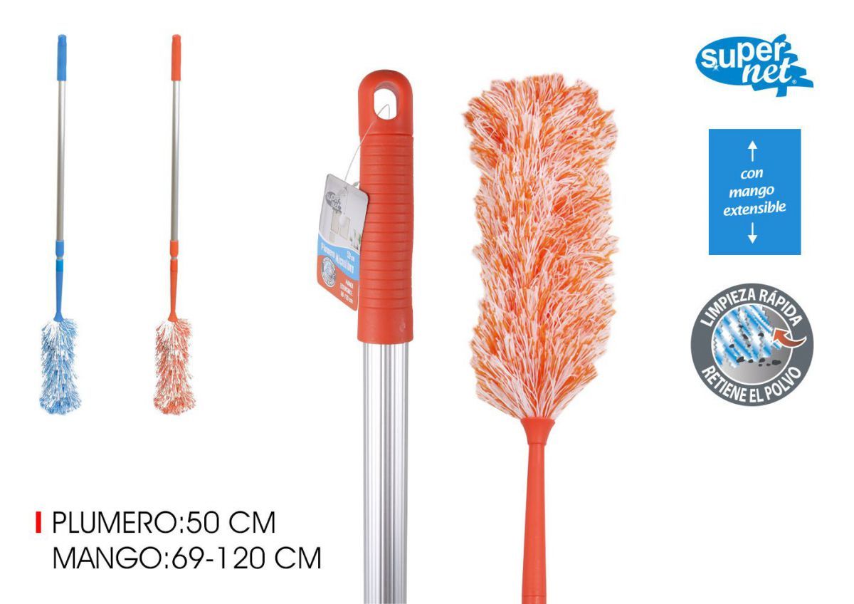 PLUMERO MICROFIBRA 50CM C/MANGO EXTENSIBLE 69-120CM 2 COLORES 73489