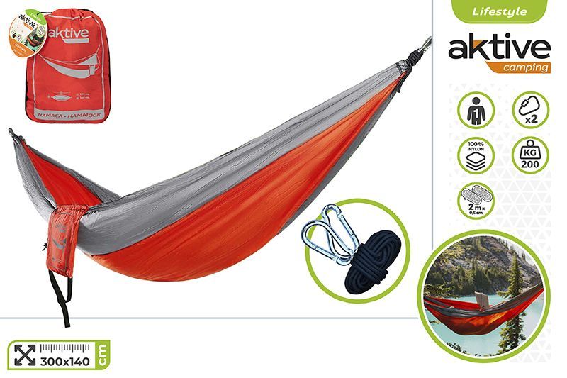 HAMACA POLIESTER 300X140CM ROJA AKTIVE 52883