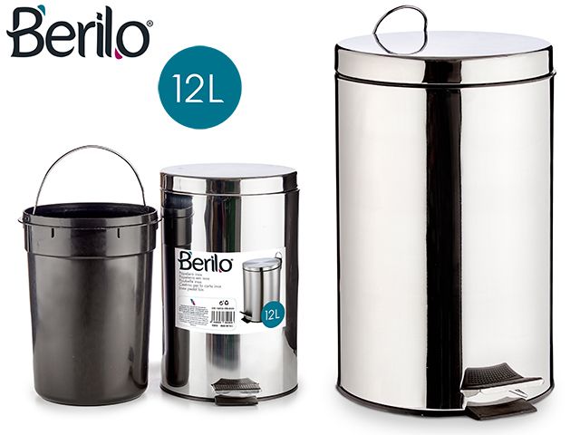 PAPELERA PEDAL INOX 12L BERILO 922144