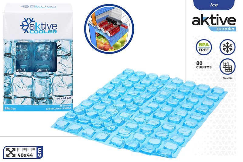 PLACA 80 CUBOS HIELO FLEXIBLE 40X44CM BPA FREE AKTIVE 528260