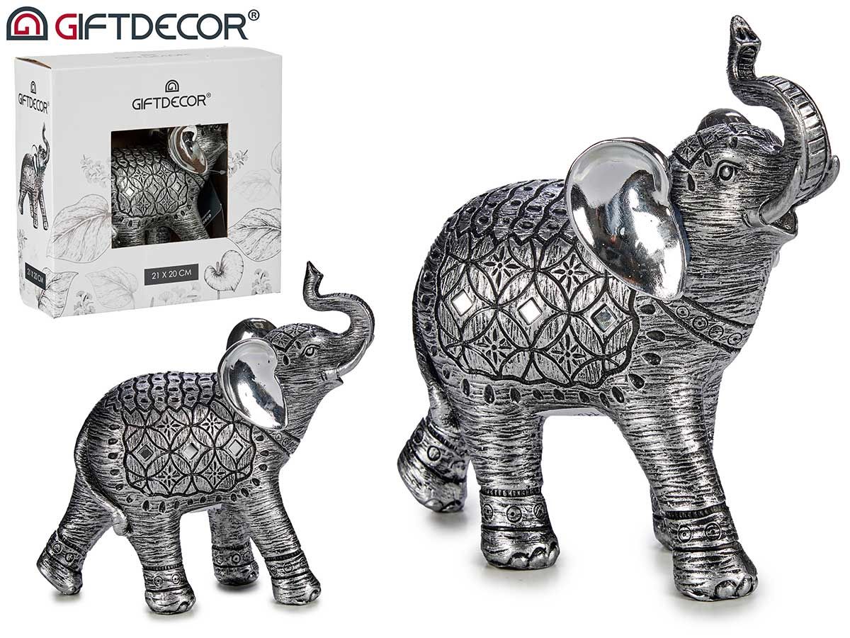 ELEFANTE RESINA 20X18CM PLATEADO GIFTDECOR 773050