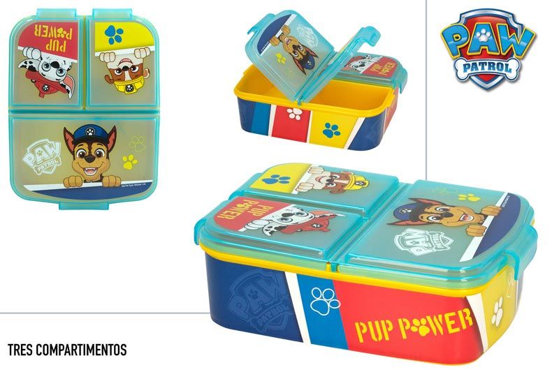 SANDWICHERA PLASTICO 3 COMPARTIMENTOS 165X130X55MM PAW PATROL 773981