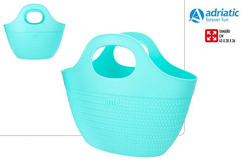 BOLSA PLAYA PLASTICO TRENZADA 43X20X36CM LINDA AZUL 6128133