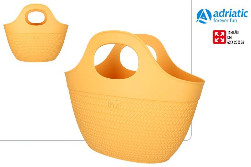 BOLSA PLAYA PLASTICO TRENZADA 43X20X36CM LINDA AMARILLO 6128171