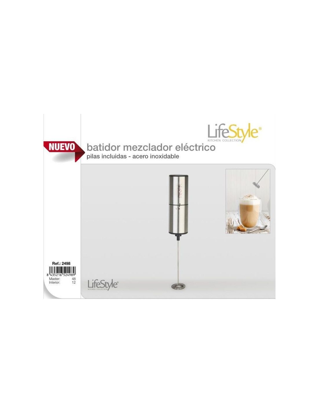 BATIDOR MEZCLADOR MINI ELECTRICO INOX C/PILAS LIFE STYLE 524989
