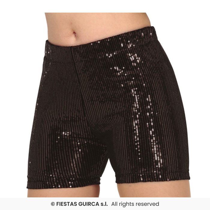 SHORTS LENTEJUELAS ADULTA POLIESTER NEGRO T/L 18971