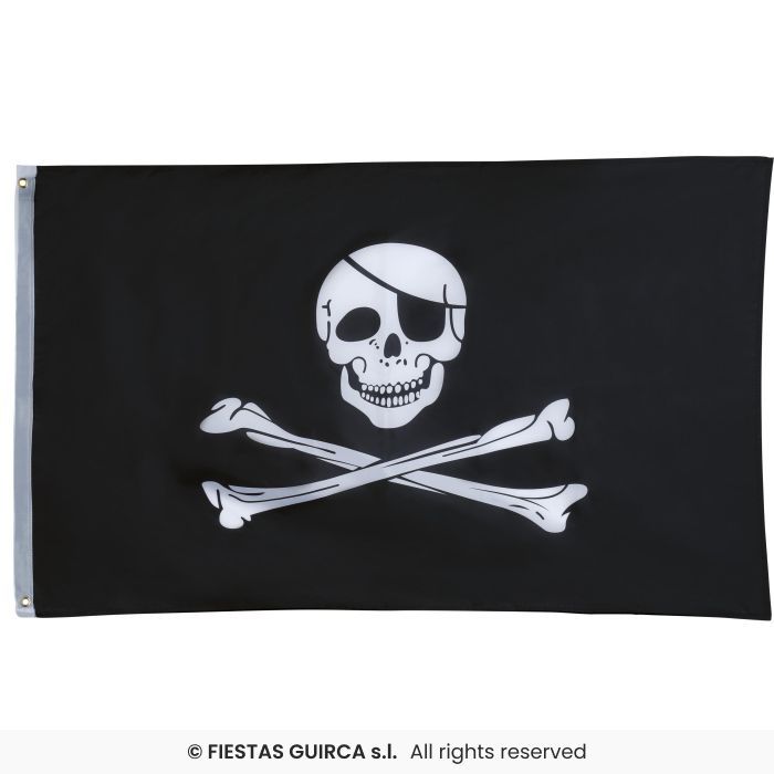 BANDERA PIRATA 90X150CM POLIESTER NEGRO/BLANCO 18639
