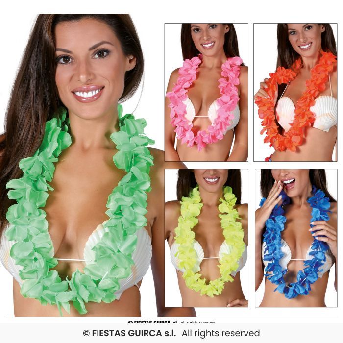 COLLAR HAWAIANO NEON POLIESTER COLORES SURTIDOS 18407