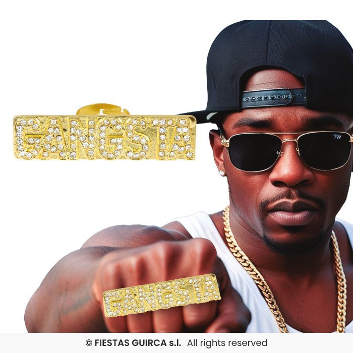 ANILLO GANGSTA METAL DORADO C/BRILLANTES 27480