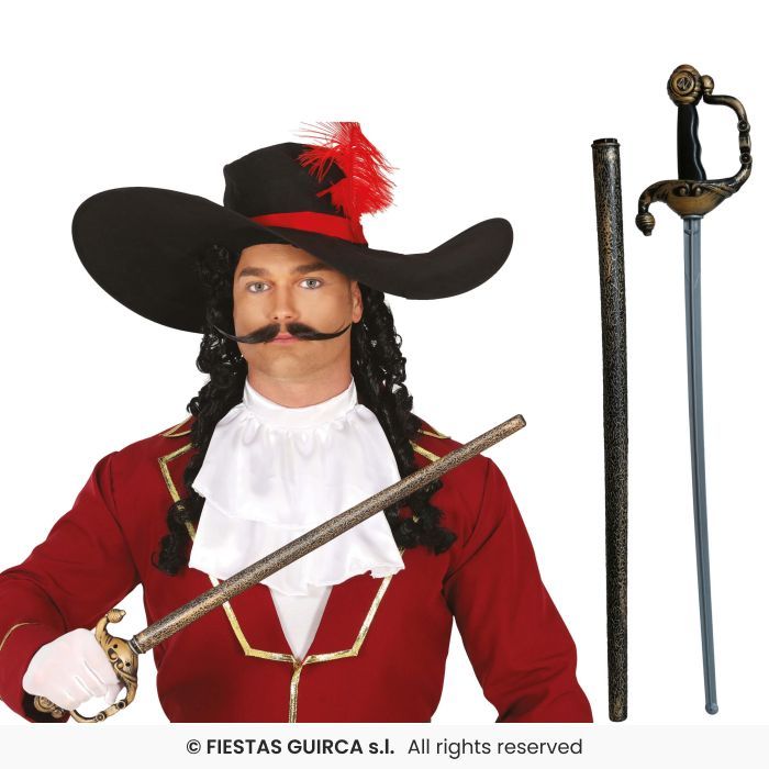 ESPADA FLORETE C/FUNDA 66CM PVC DORADO 17135