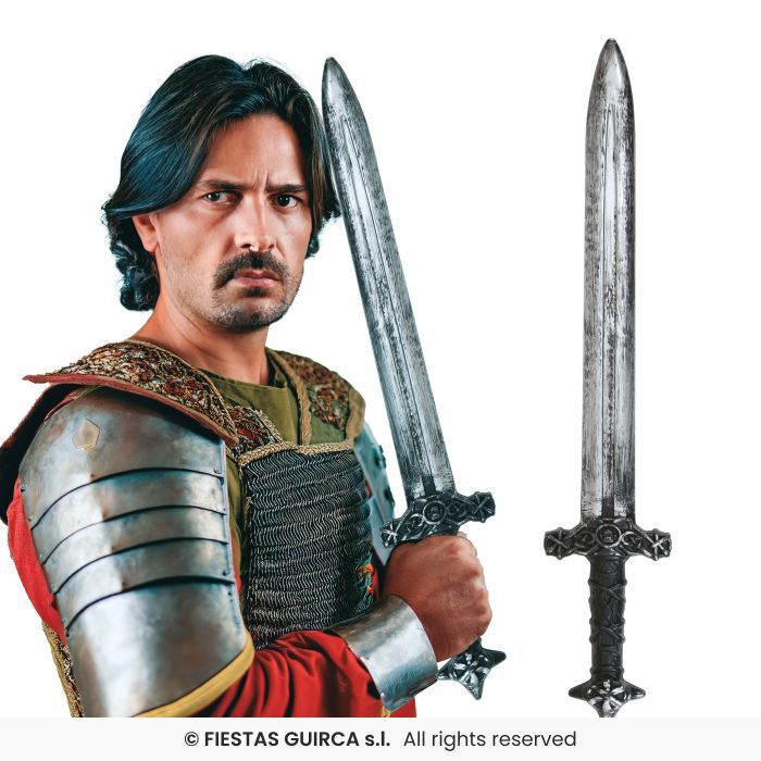 ESPADA MEDIEVAL 58CM PVC PLATEADA 27270