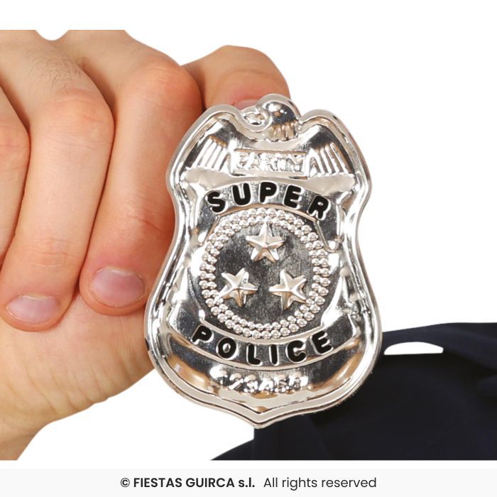 PLACA POLICIA 7CM METAL PLATEADA 17983