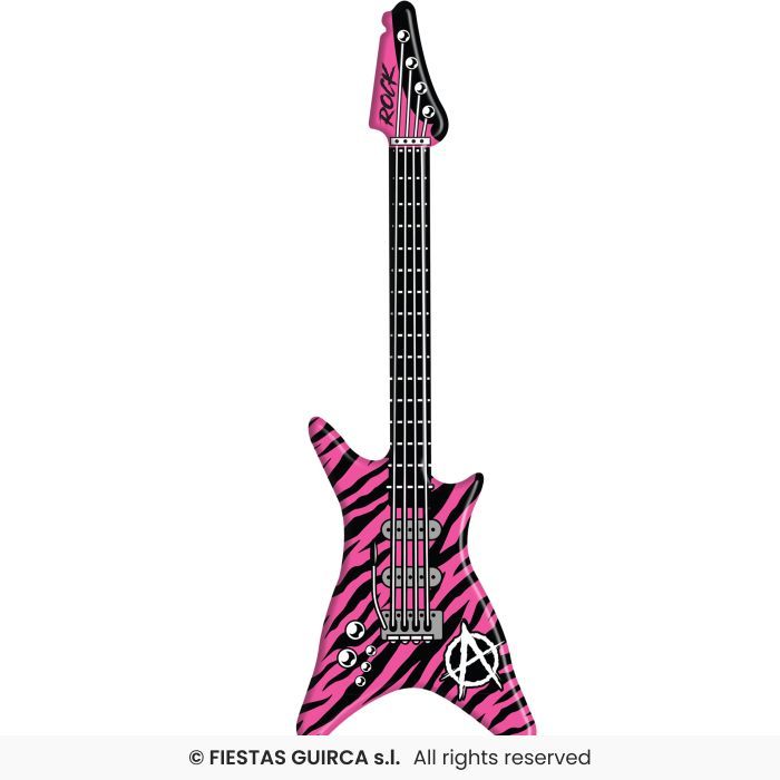 GUITARRA HINCHABLE 95CM PVC FUCSIA/NEGRO 27369