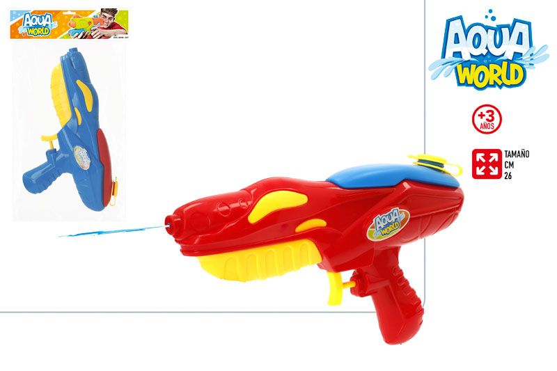 PISTOLA AGUA 26CM COLORES SURTIDOS AQUA WORLD 38229