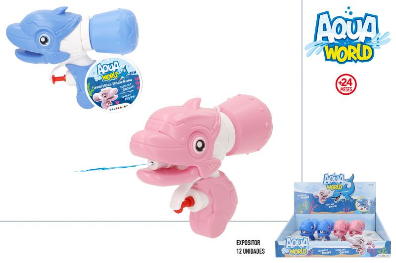 PISTOLA AGUA DELFIN 26CM COLORES SURTIDOS AQUA WORLD 382329