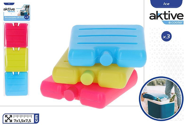 PACK 3 ACUMULADORES FRIO 7X7,5X1,5CM AKTIVE 52637