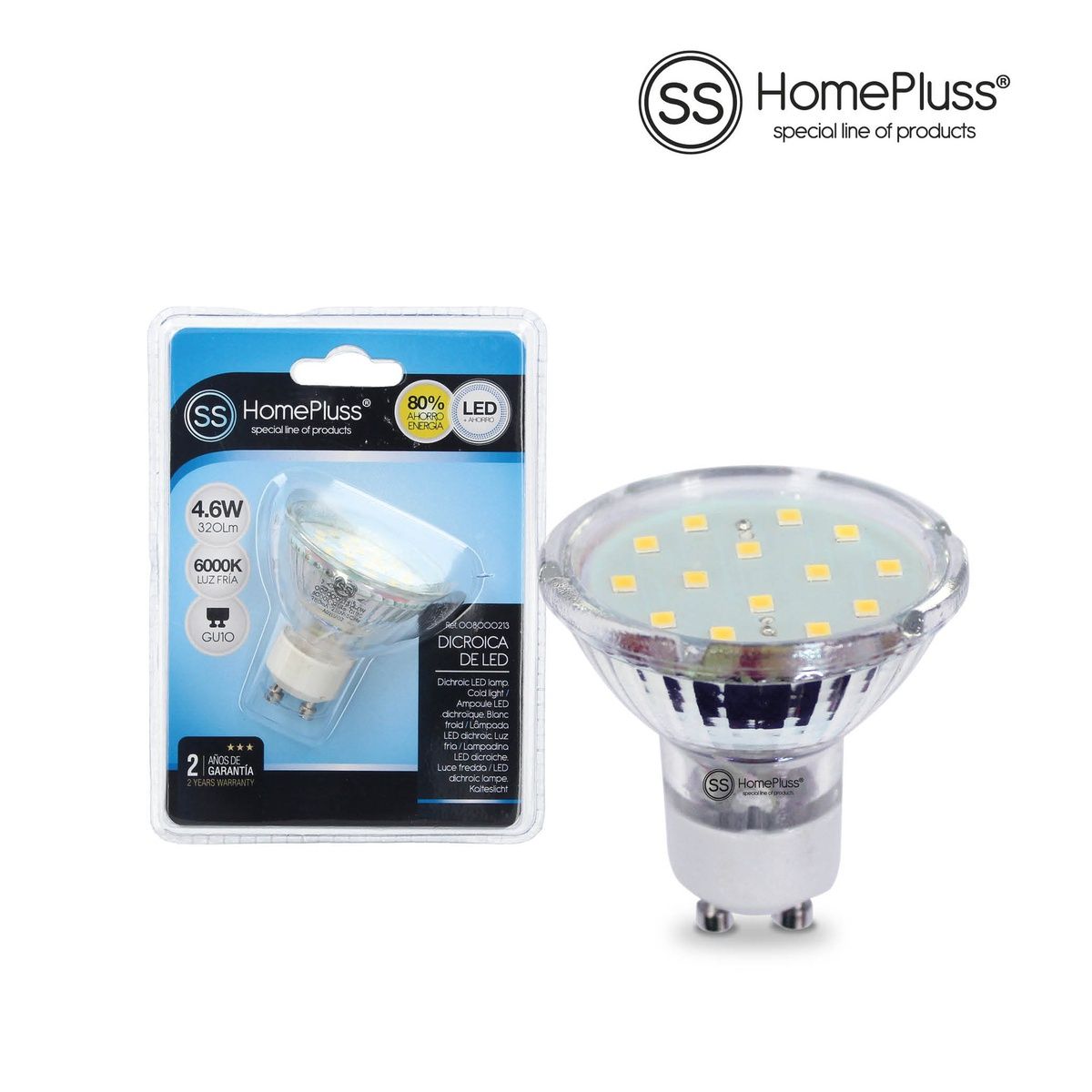 BOMBILLA DICROICA 14 LEDS 4,6W GU10 LUZ FRIA 002135