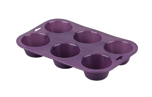 MOLDE SILICONA 6 MUFFIN 24,6X16,5X3,5CM VIOLETT 53748