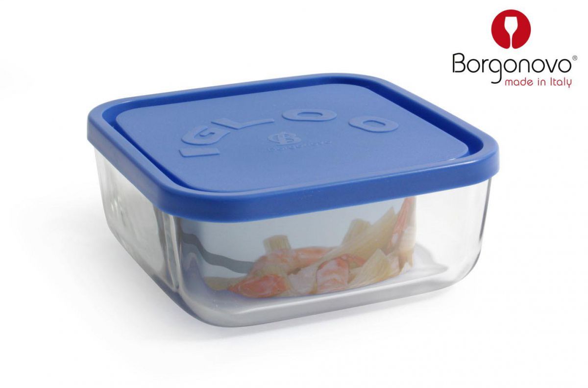 HERMETICO CRISTAL CUADRADO 15X15X6,2CM 960CC IGLOO TAPA AZUL 082078